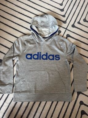 Adidas Gray Hoodie with Blue Logo